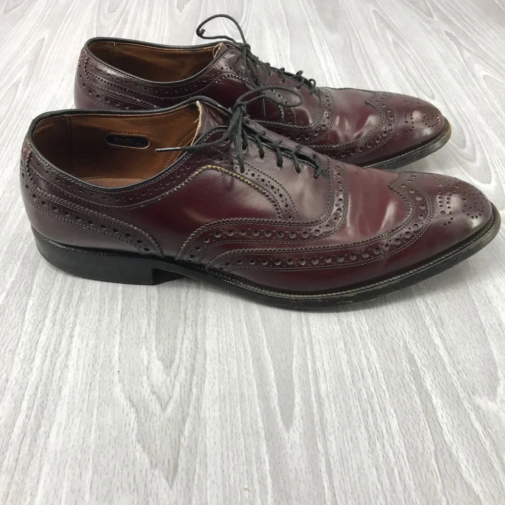 Allen Edmonds McAllister Burgundy Wingtip Oxford Dress Shoes Mens 10 C 6215